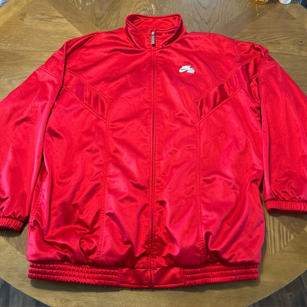 NIKE AIR Men's 2XL Athletic Jacket Red Vintage Warm Up Full Zip Retro Track